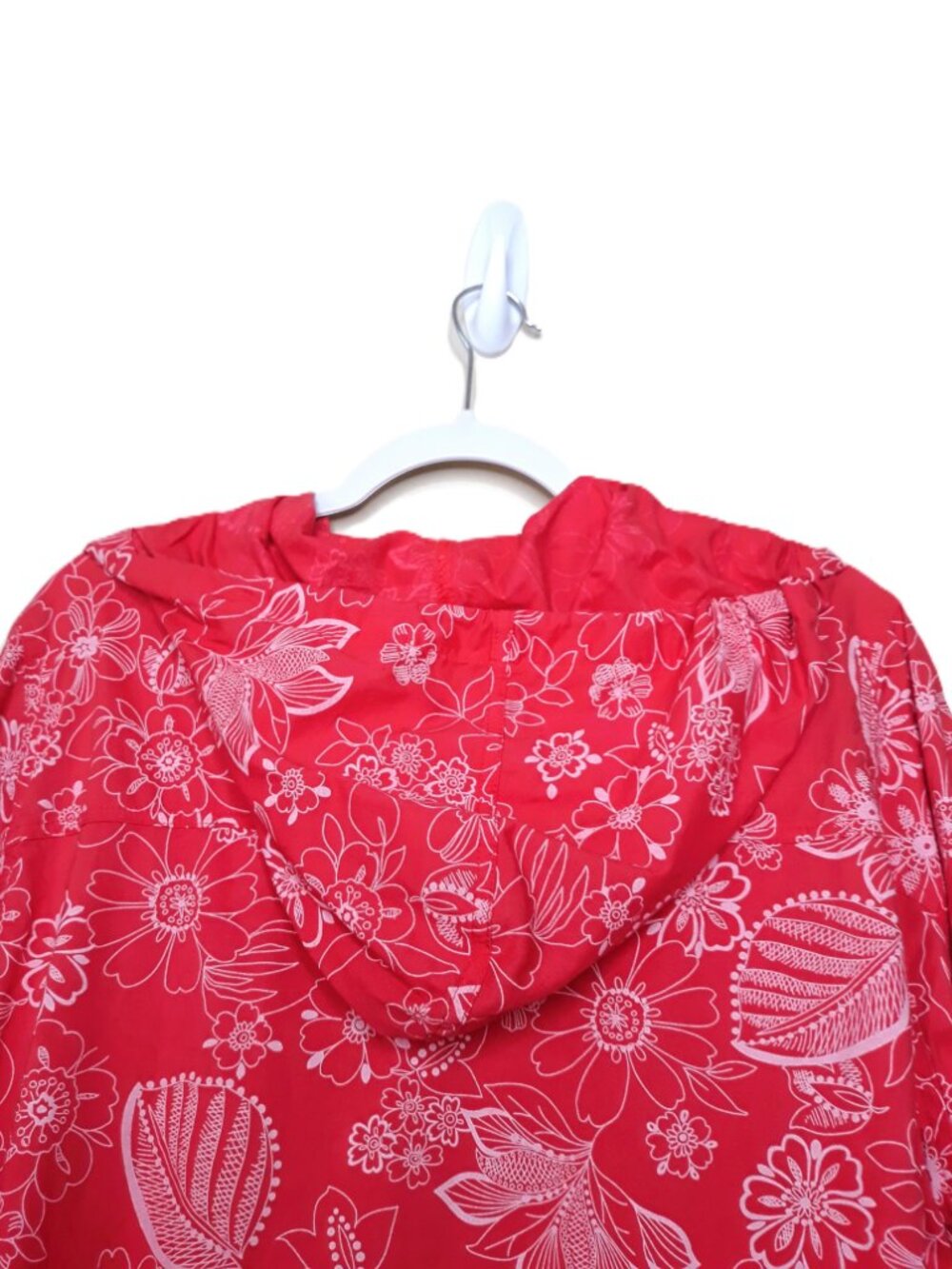 Coral Floral Cotton Zip-Up Jacket with Hood Lightweight - Picture 5 of 8